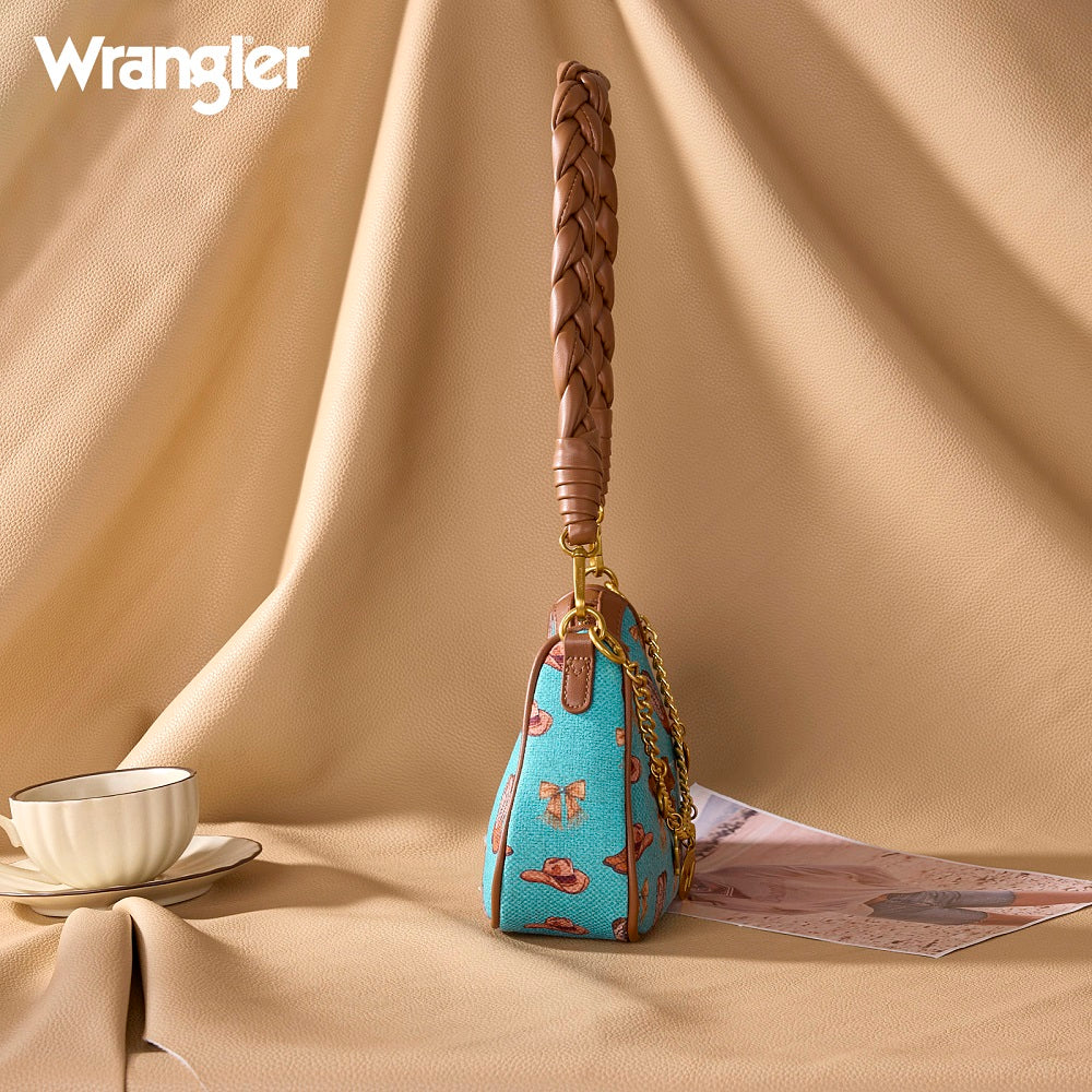 Western Cowgirl Print Shoulder Bag - Turquoise