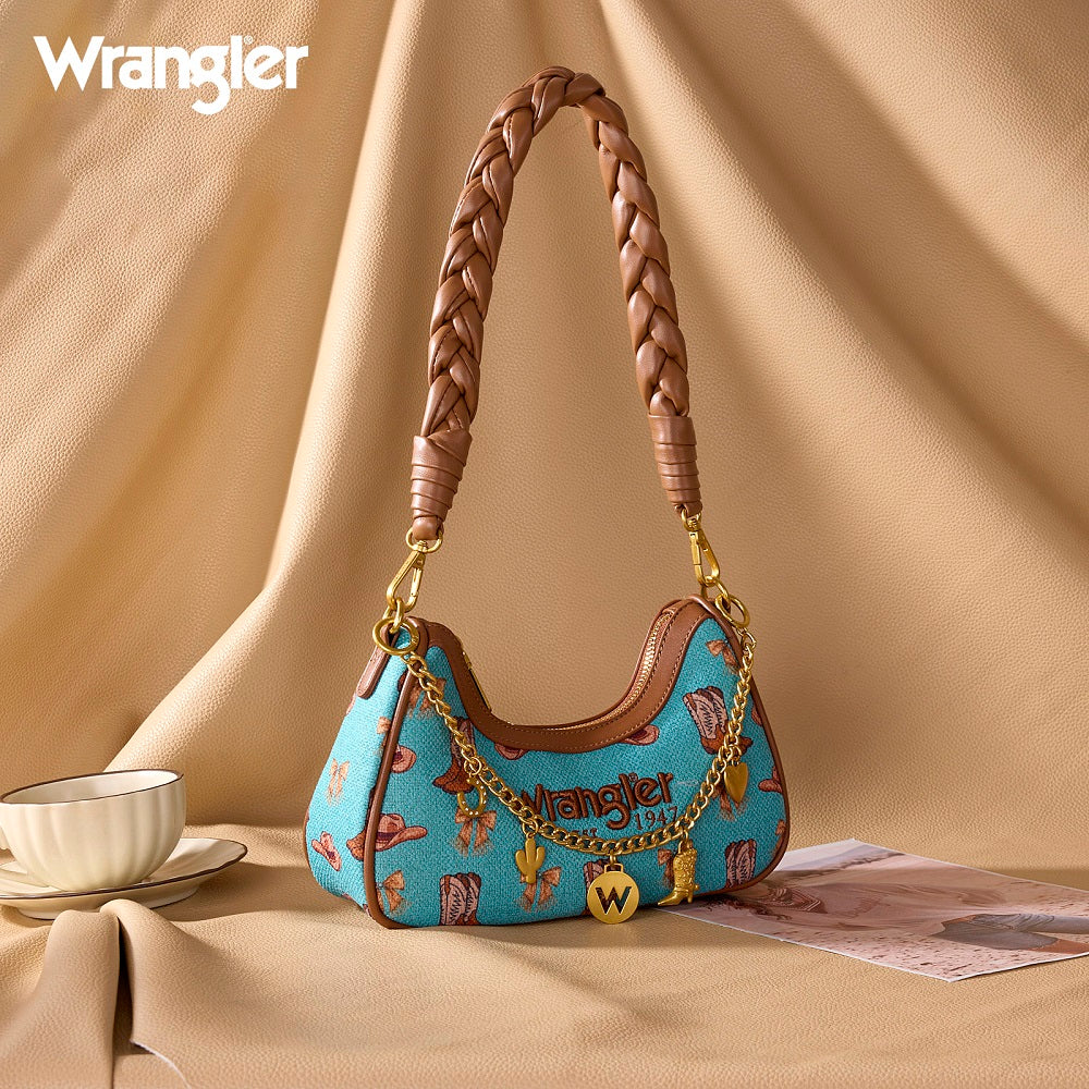 Western Cowgirl Print Shoulder Bag - Turquoise