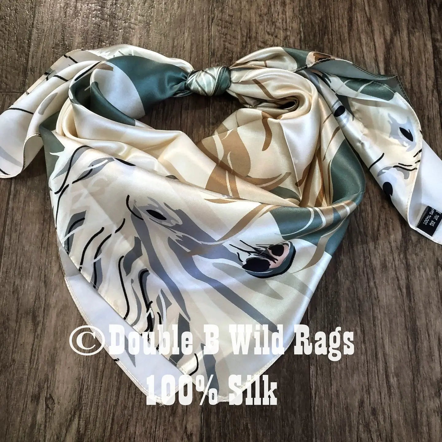 100% Silk Horse Print Wild Rag