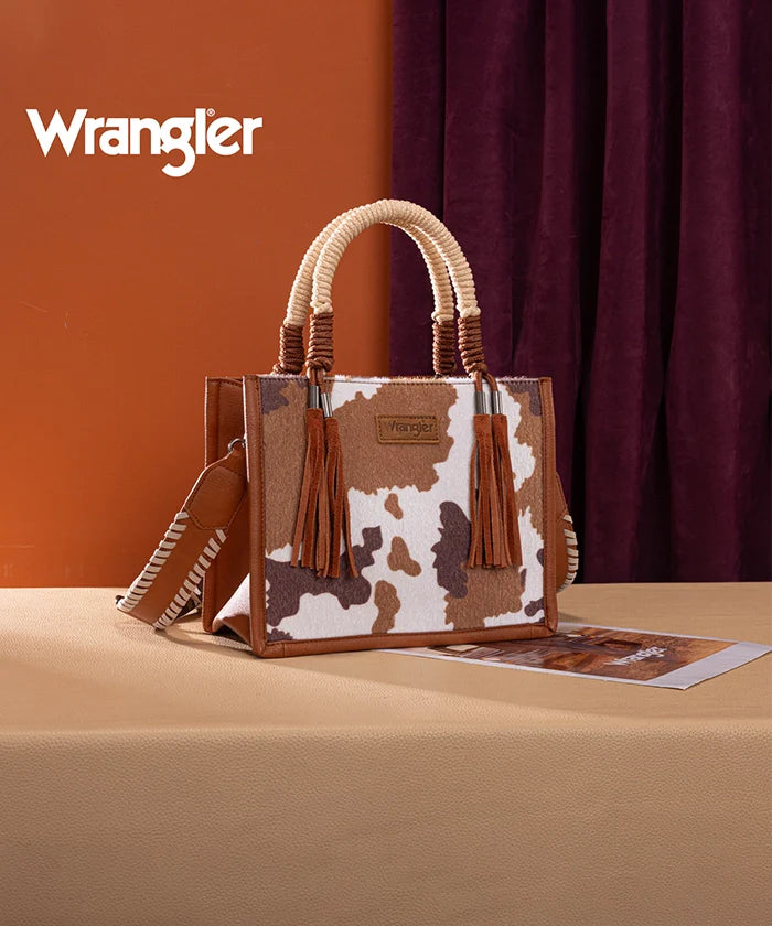 Wrangler Cow Pattern Tote - Brown