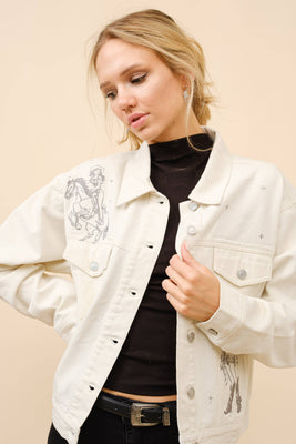 Cowgirl Embroidered Trucker Jacket