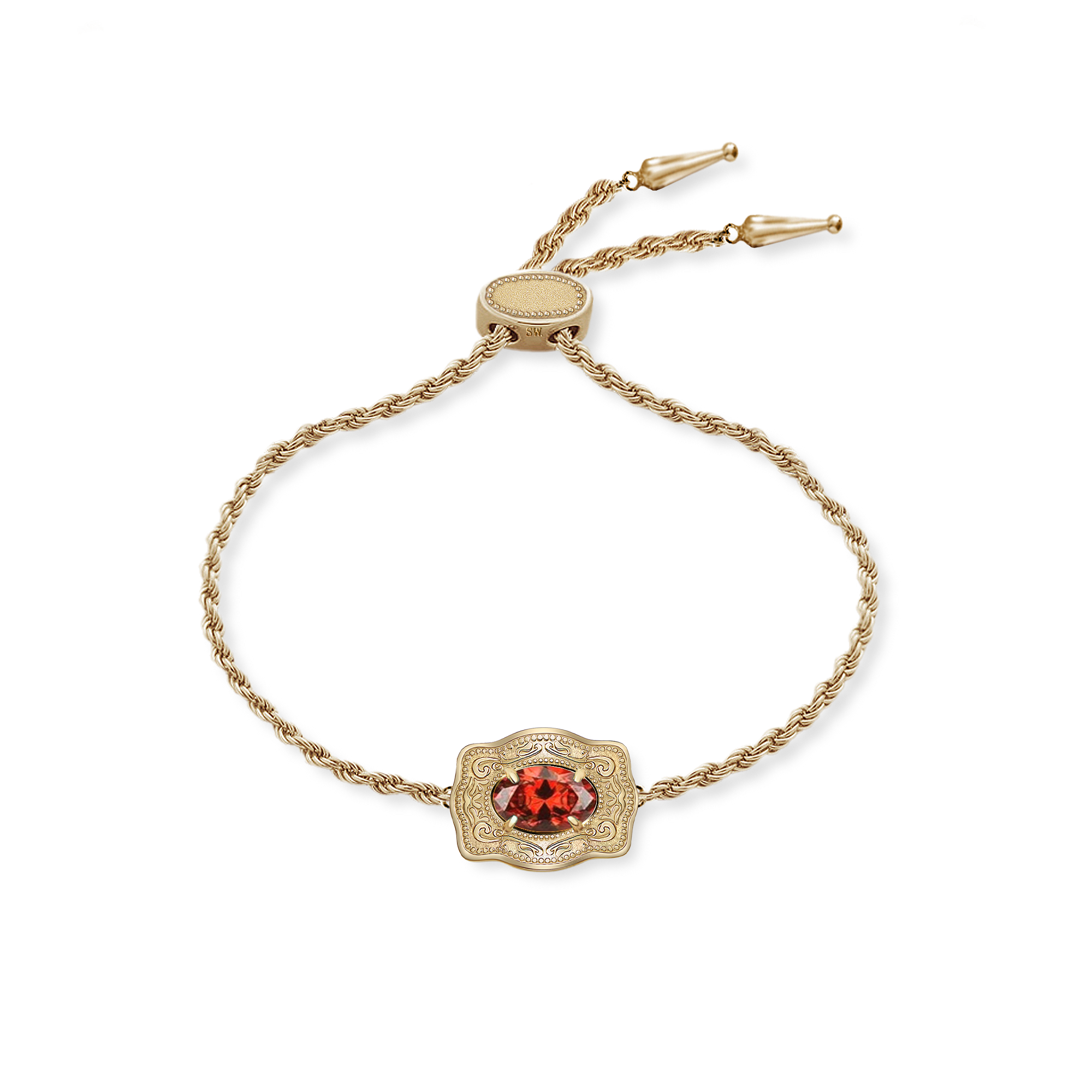 Ultra Mini Belt Buckle Birthstone Bracelet - Gold