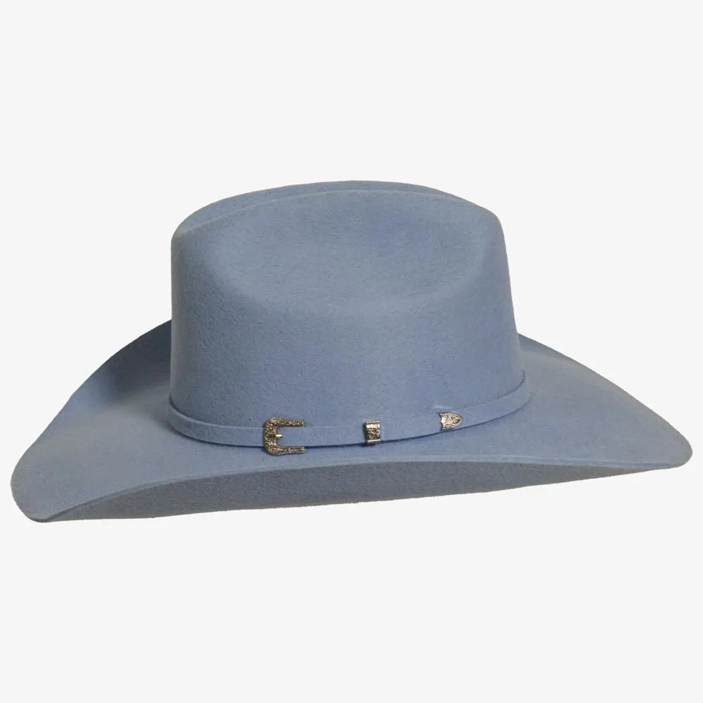 100% Wool Felt Cattleman Cowboy Hat - Baby Blue