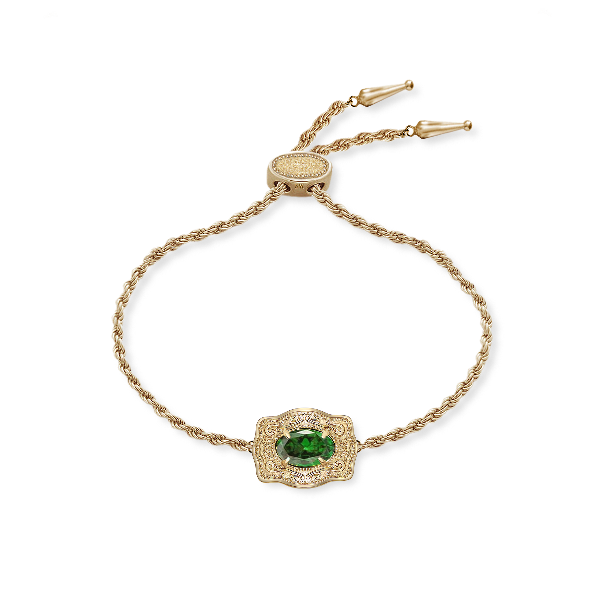 Ultra Mini Belt Buckle Birthstone Bracelet - Gold