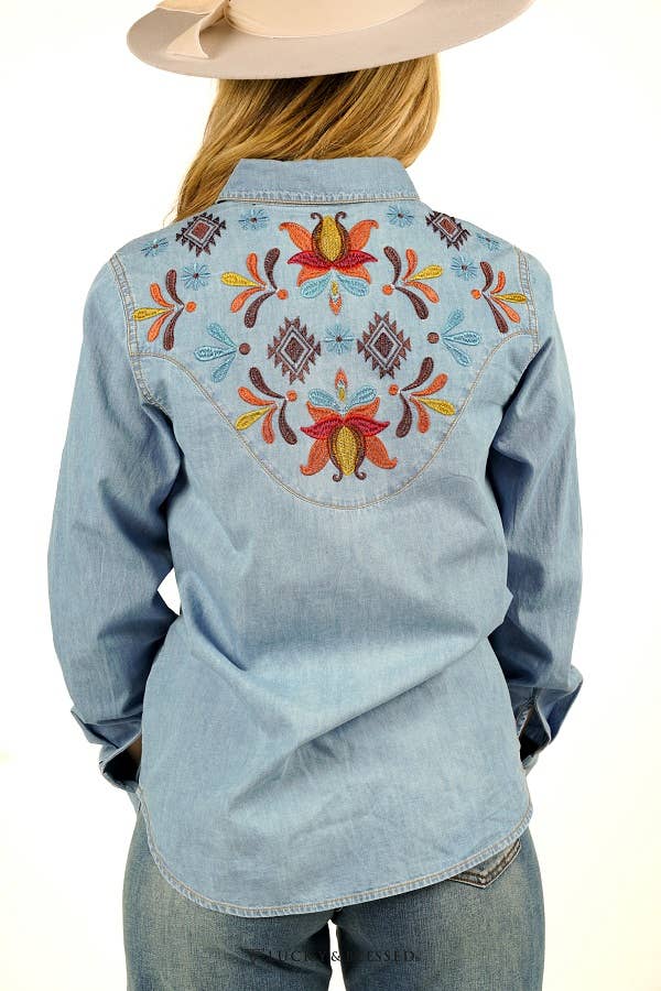 Plus Size Embroidered Shirt