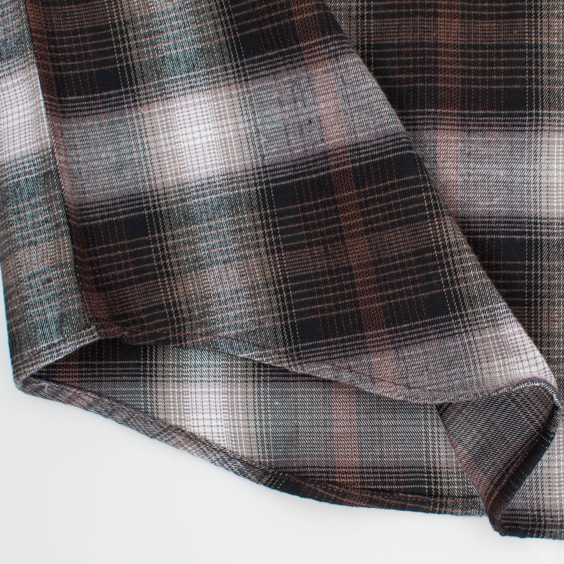 Western Long Sleeve Flannel Shirt - Brown Plaid