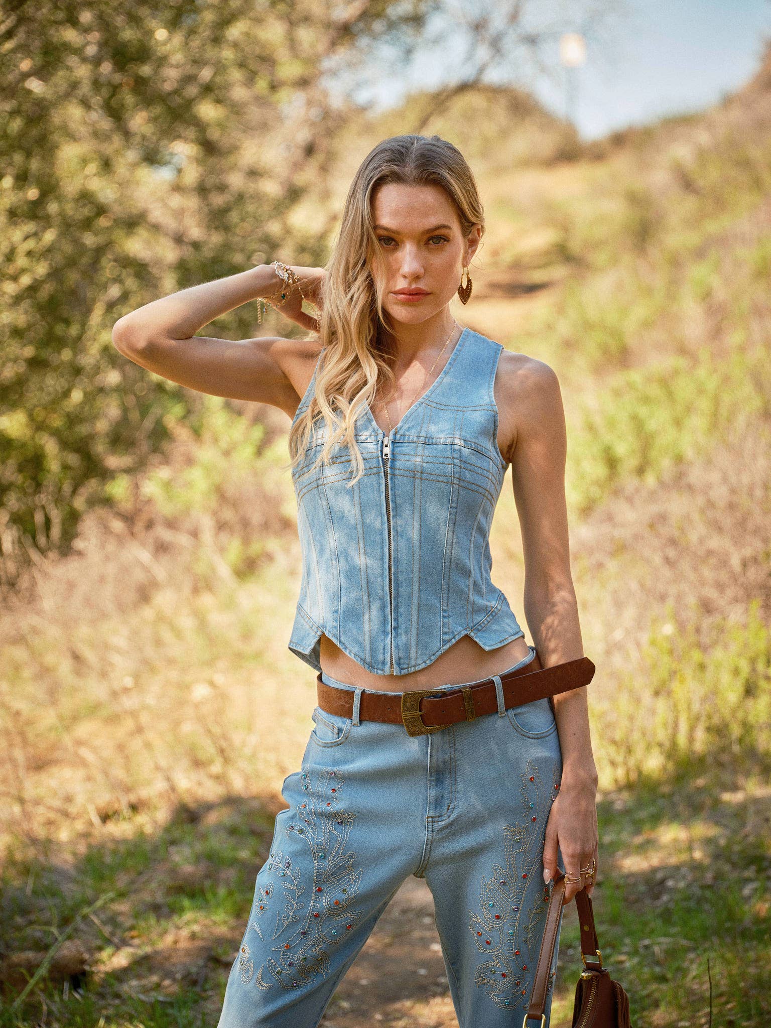 Corset Fitted Denim Vest
