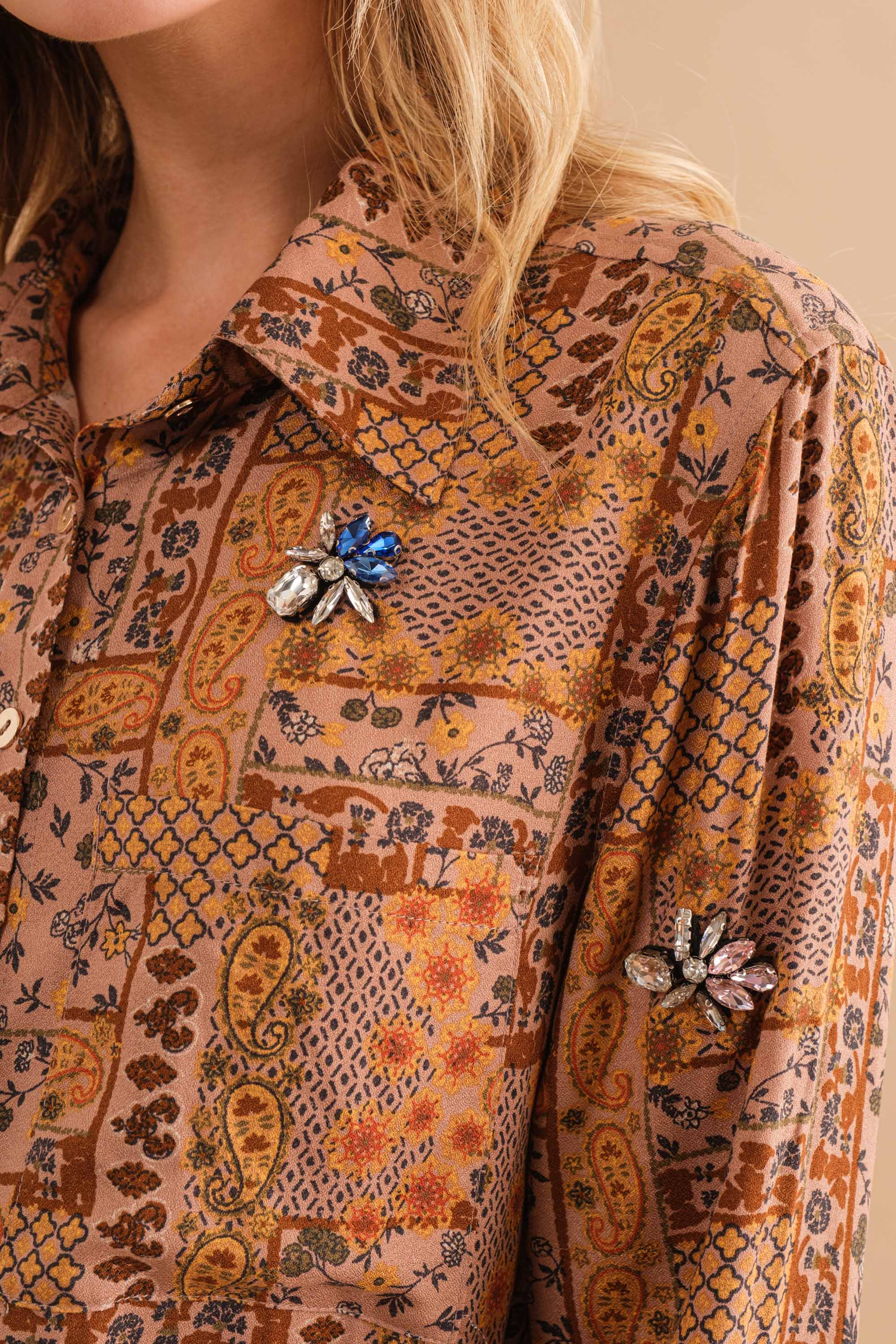 Dobby Patchwork Paisley Shirt Blouse