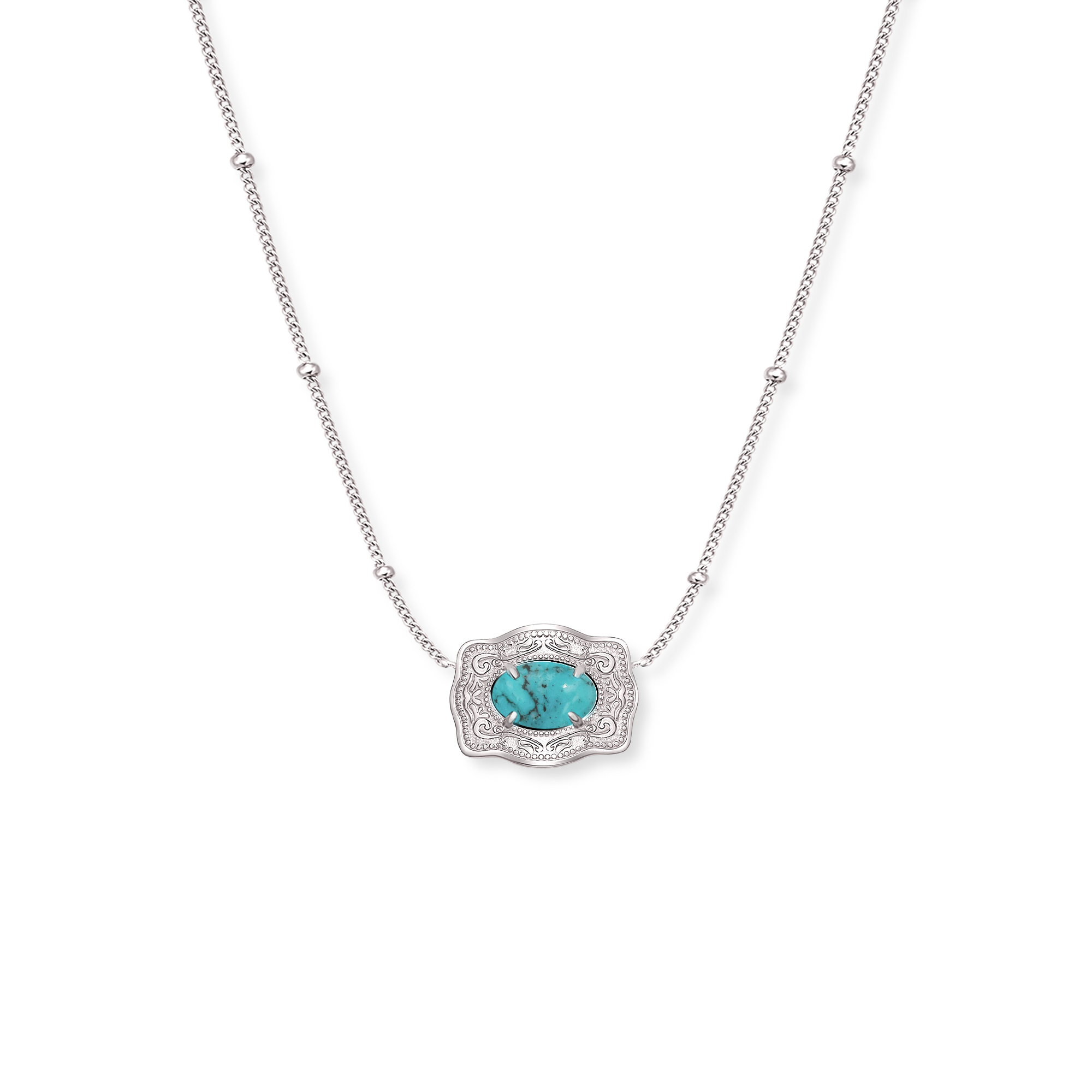 Ultra Mini Belt Buckle Necklace (Oasis) - Silver