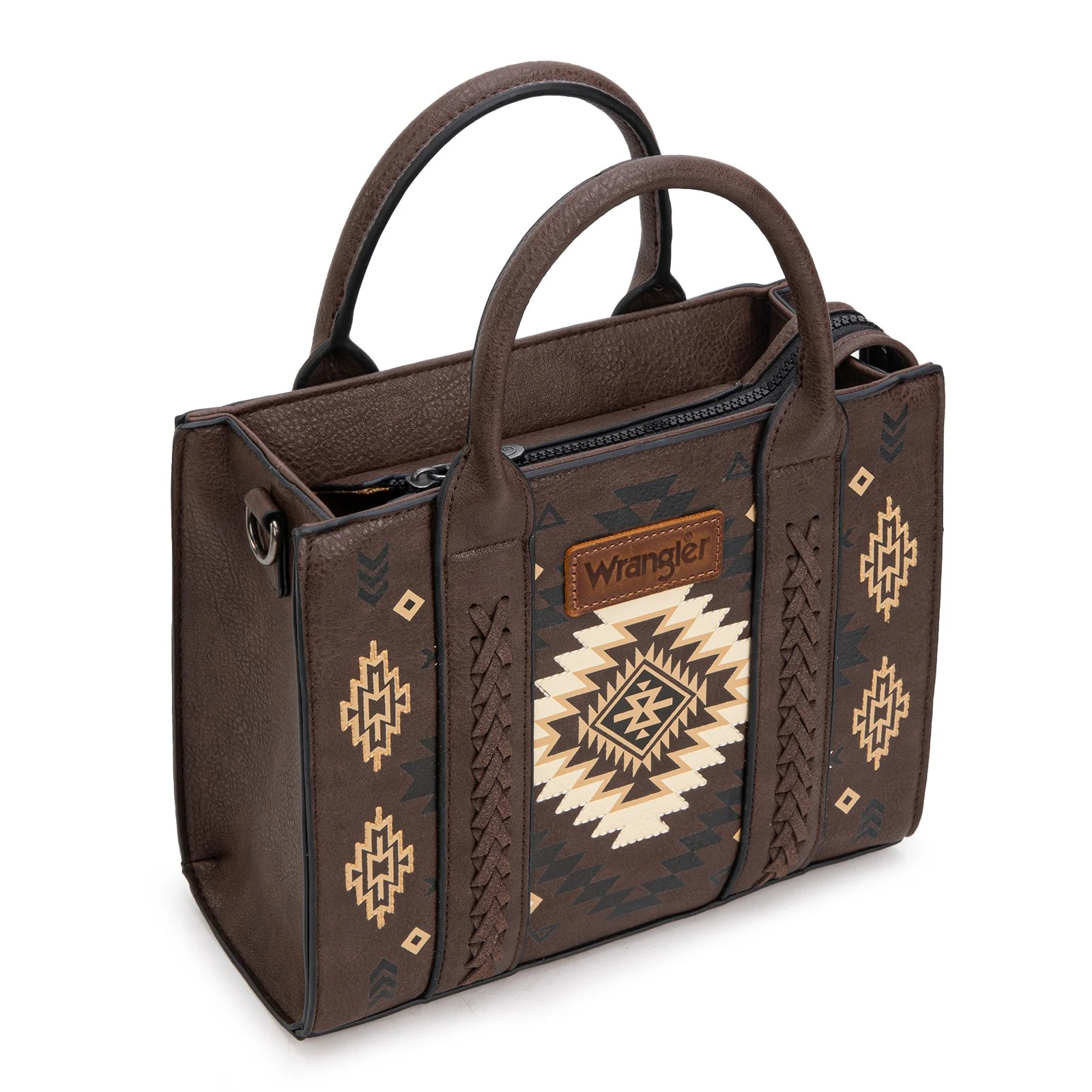 Aztec Pattern Tote - Coffee