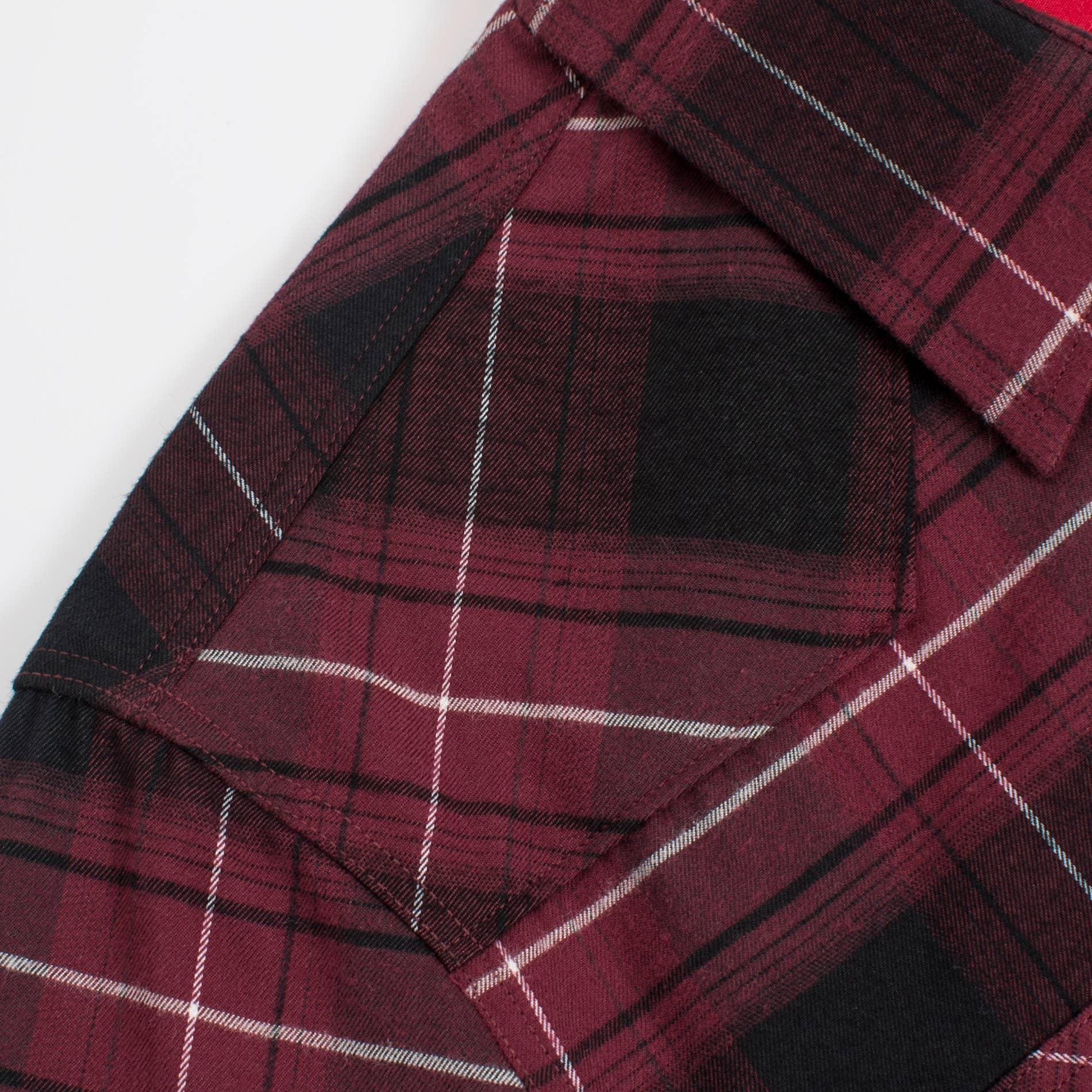 Western Long Sleeve Flannel Shirt - Burgundy Plaid