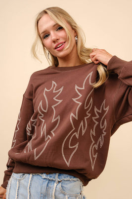 Boot Stitch Sweatshirt - Brown