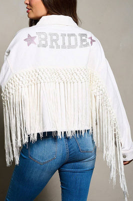 Rhinestone & Fringe Bride Denim Jacket