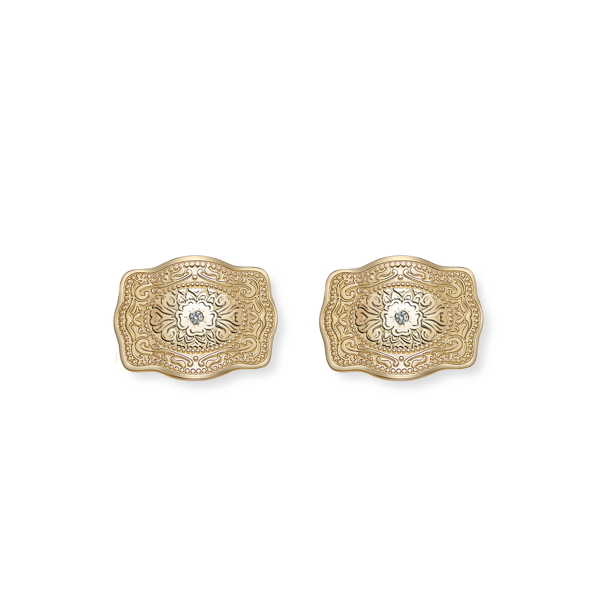 Amelia Rose Mini Belt Buckle Earrings - Gold