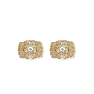 Amelia Rose Mini Belt Buckle Earrings - Gold