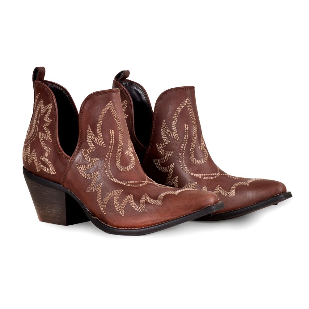 Chocolate Western Ankle Boots