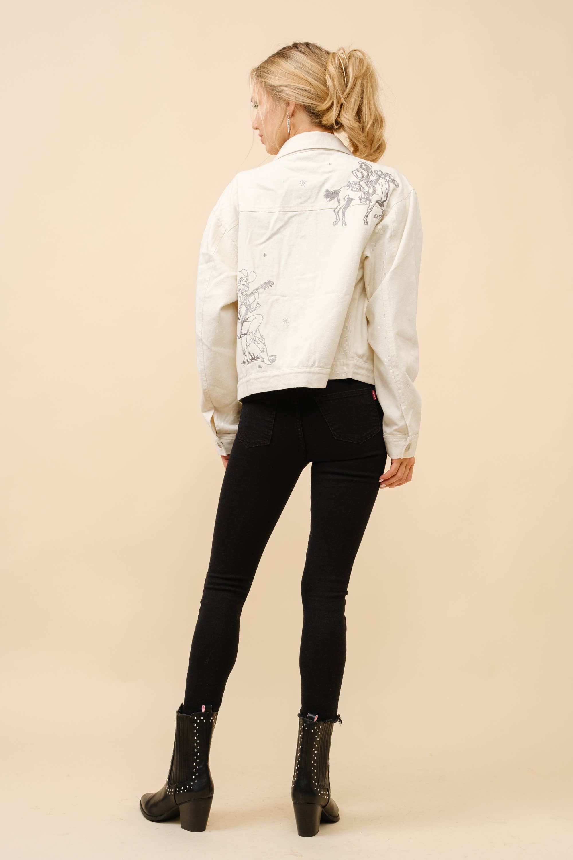 Cowgirl Embroidered Trucker Jacket