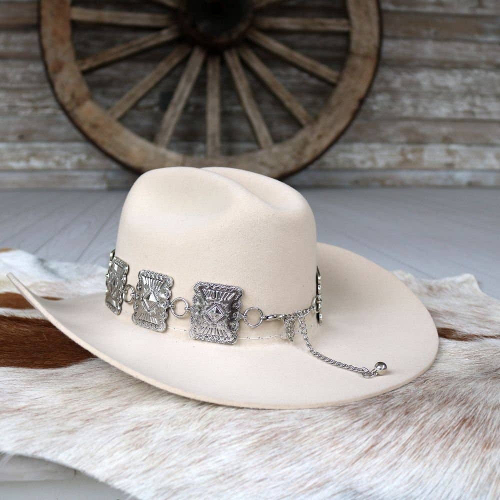 Large Rectangle Concho Hat Band