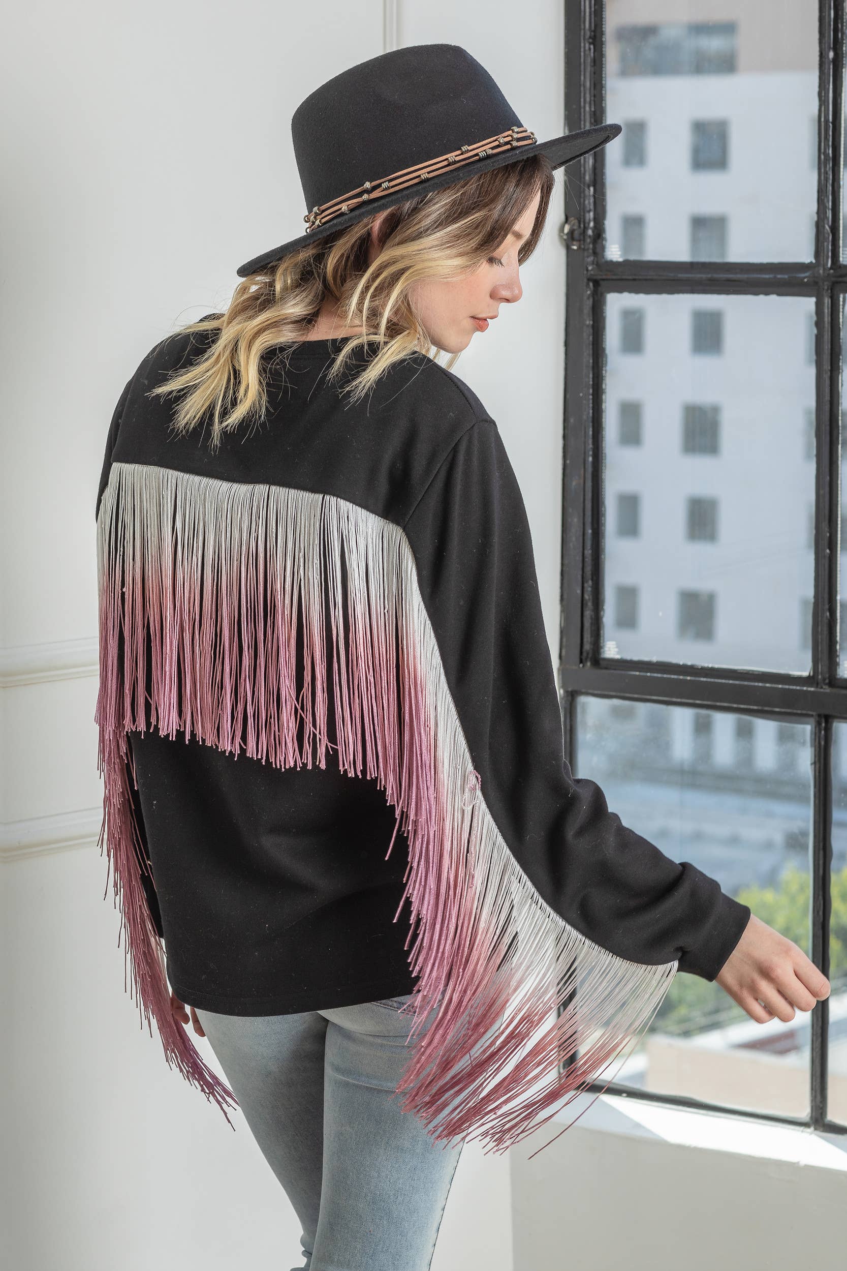 Ombre Fringe Sweater