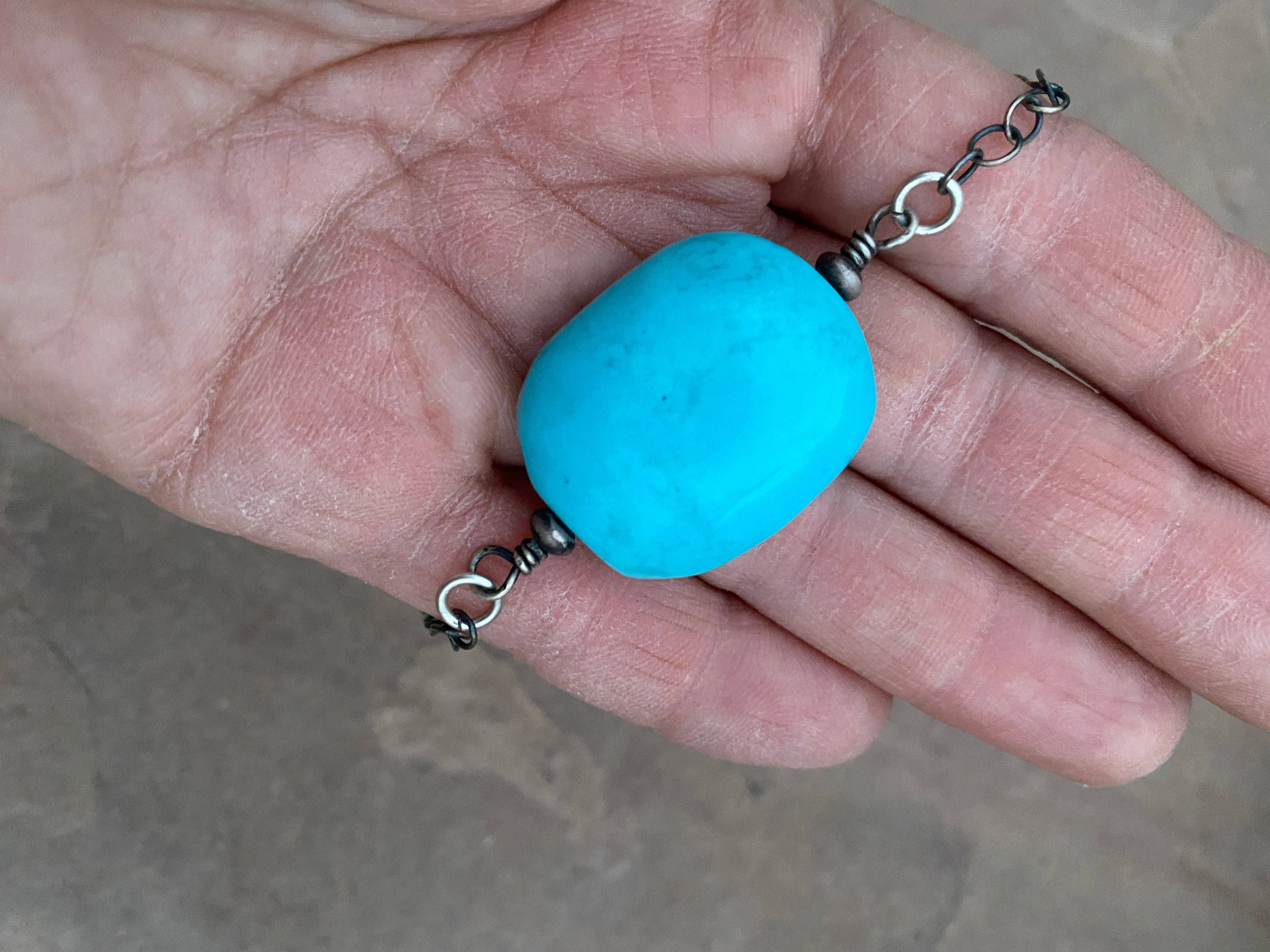 Navajo Turquoise Stone & Sterling Silver Necklace