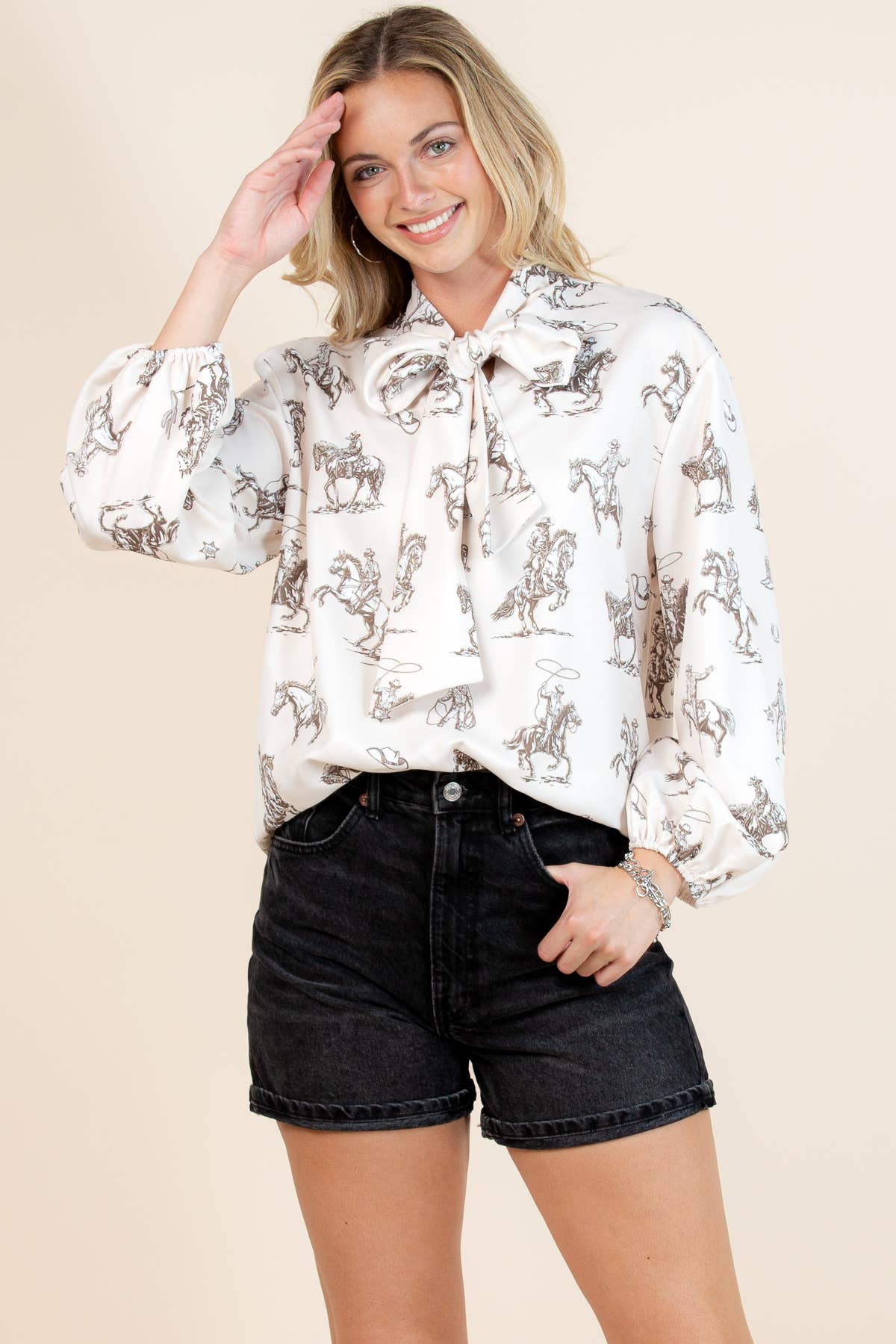 Sheriff Cowboy Print Blouse