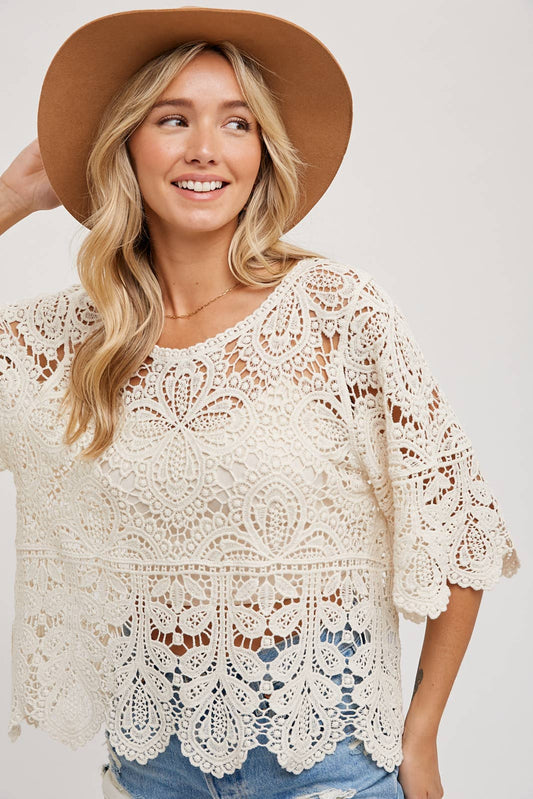 Crochet Lace Top - Natural