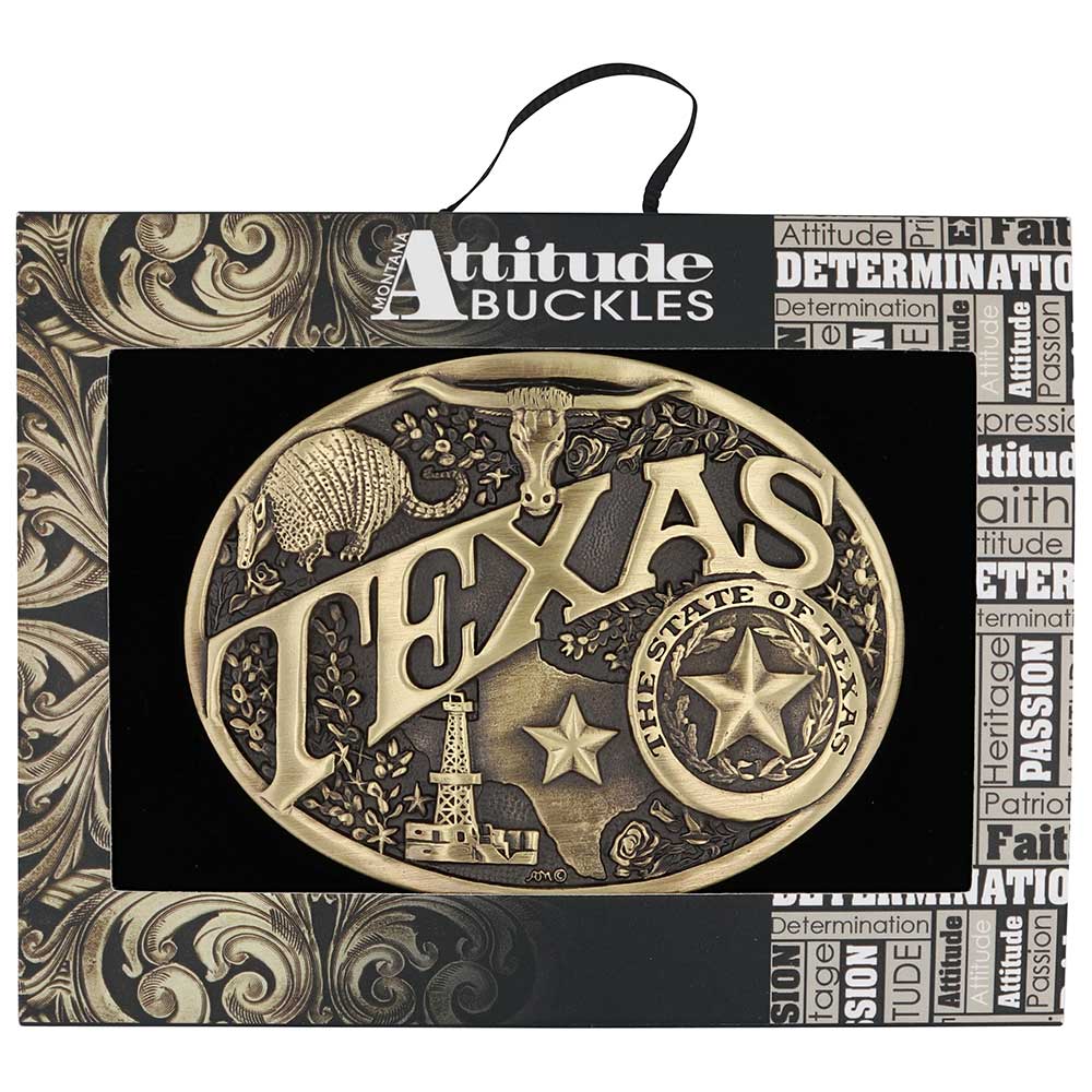 Texas State Heritage Attitude Buckle