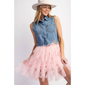 Cascading Tulle Mini Skirt