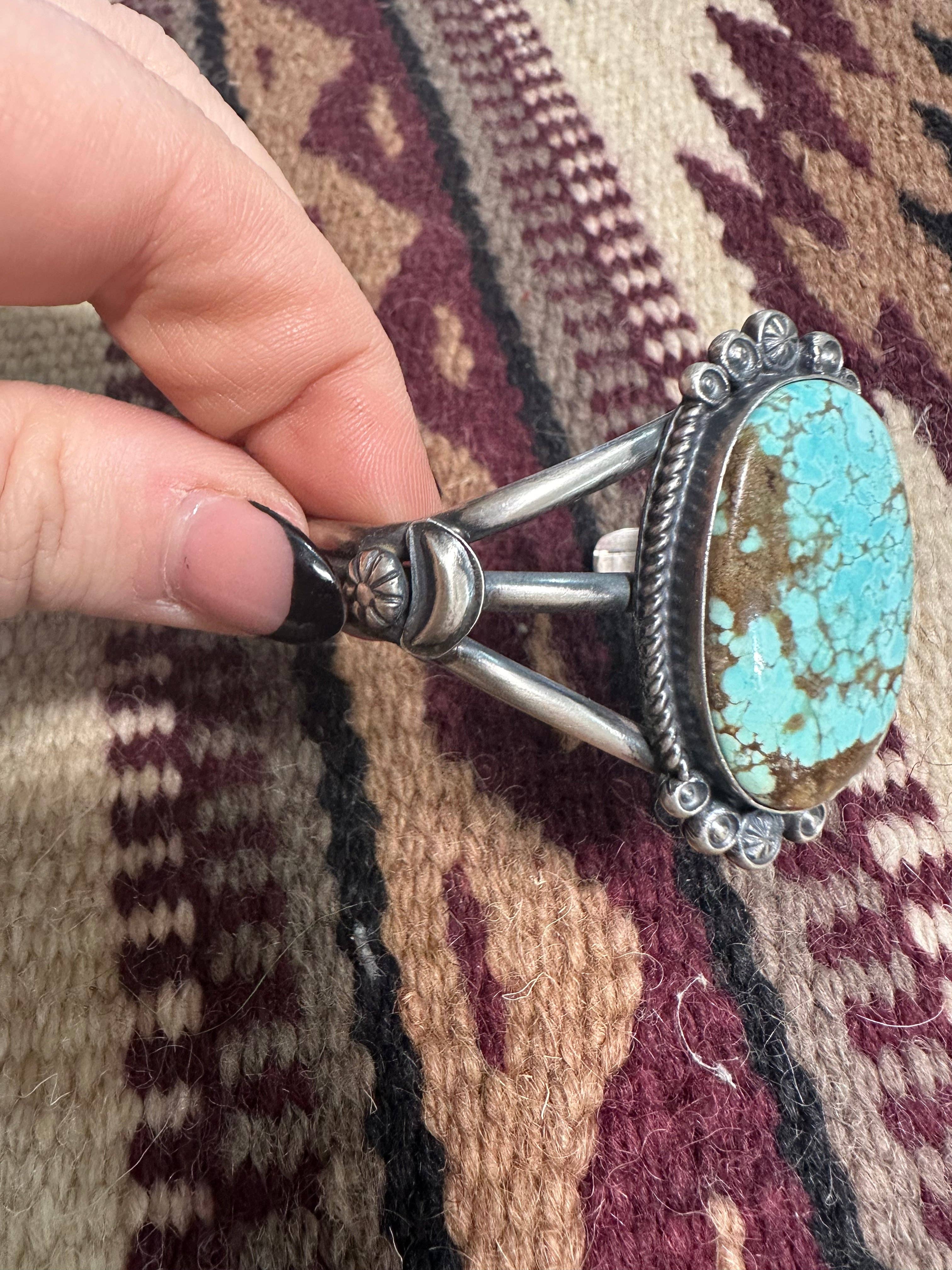 Navajo Sterling Number 8 Turquoise Bracelet Cuff