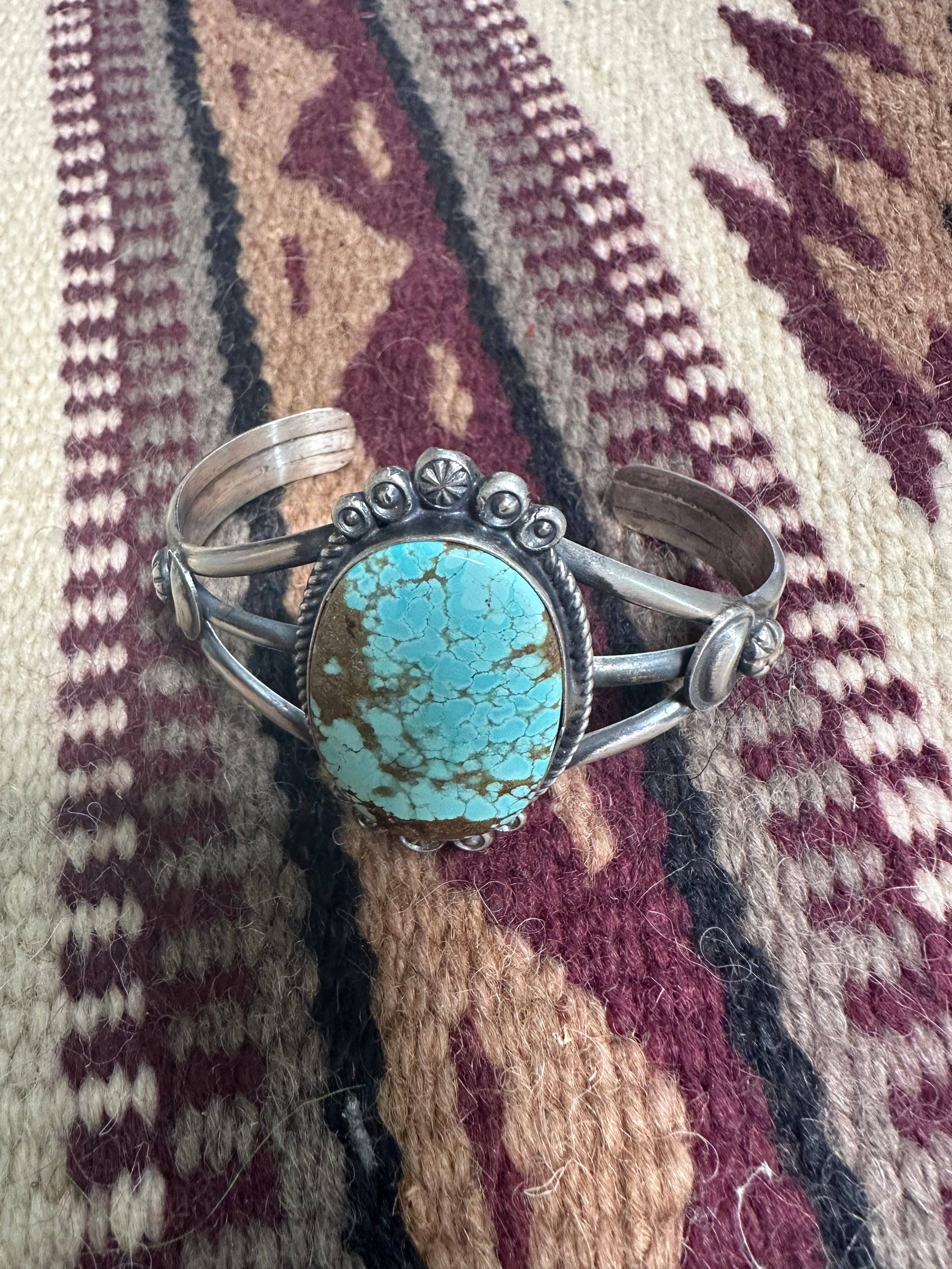 Navajo Sterling Number 8 Turquoise Bracelet Cuff