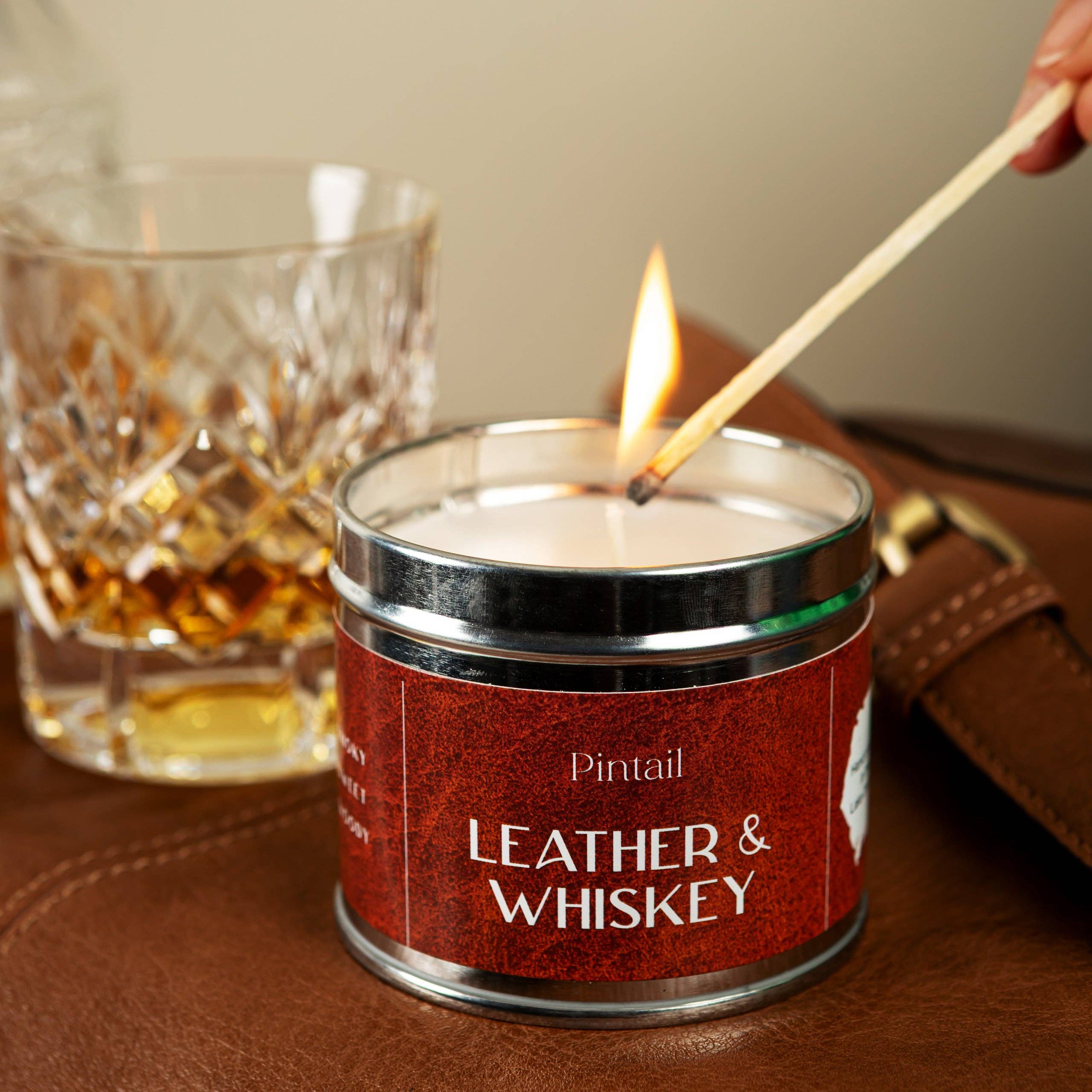 Leather & Whisky Classic Tin Candle