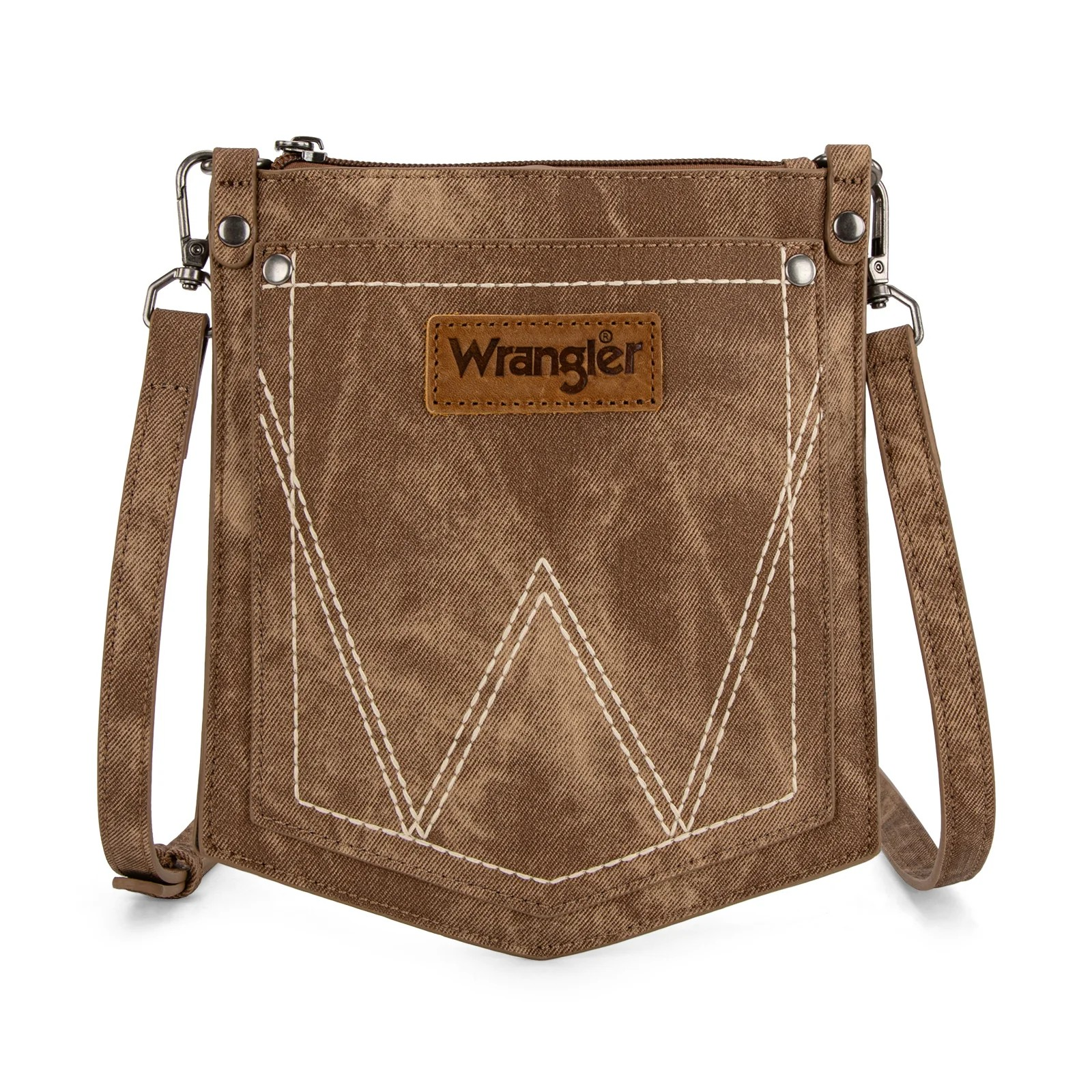'W' Stitch Denim Pocket Bag - Brown