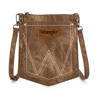 'W' Stitch Denim Pocket Bag - Brown