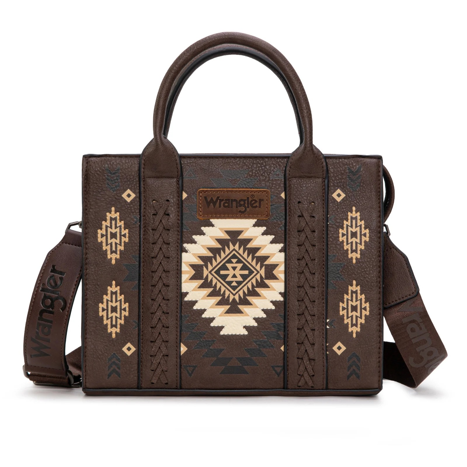 Aztec Pattern Tote - Coffee