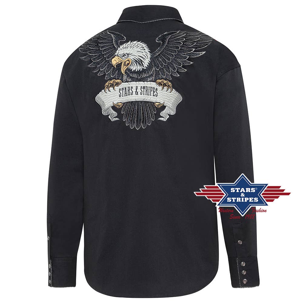 Black Embroidered Eagle Shirt