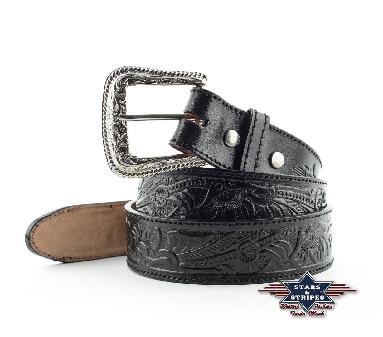 Black Leather Western Belt