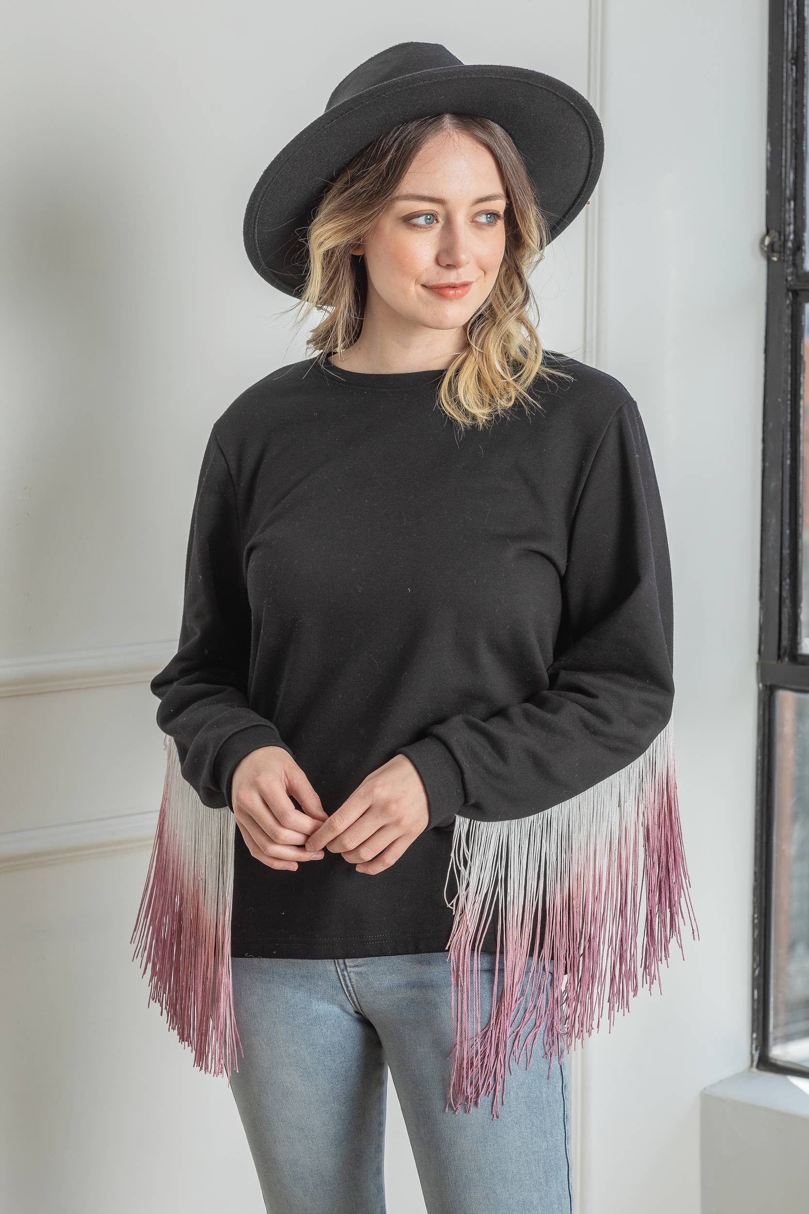 Ombre Fringe Sweater