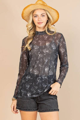 Bucking Horse Semi Sheer Mesh Top